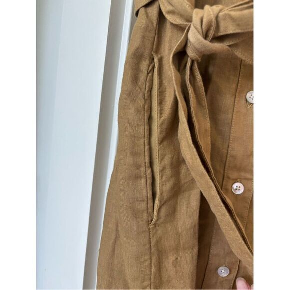 NWOT Faherty | Linen Laguna Sleeveless Midi Shirt Dress in Dull Gold, XXS $178 - Picture 7 of 10